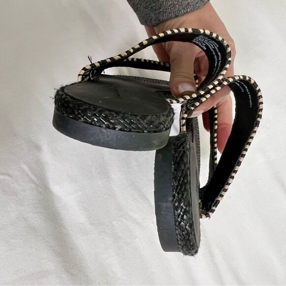 UNIVERSAL THREAD NWOT Woven Slide Sandal Flat Double Strap Black Cream Size 7 - Picture 5 of 10